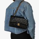 Chanel Vintage Small Classic Double Flap Black Quilted Lamskin 24K Gold-Plated Hardware