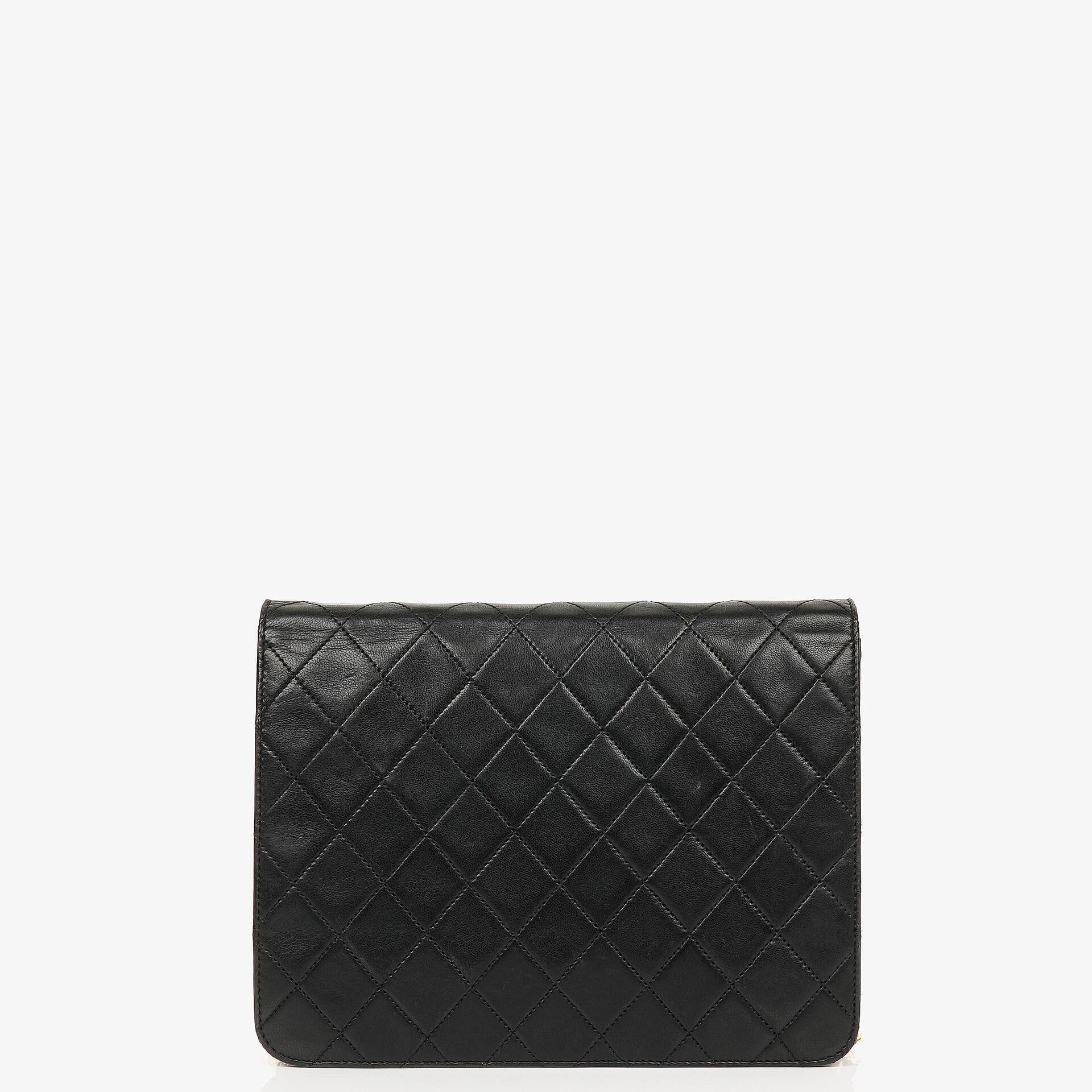 Chanel Vintage Small Classic Single Flap Bag Black Quilted Lambskin With 24K Gold-Plated Hardware