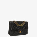 Chanel Vintage Small Single Flap Bag Black Quilted Lambskin With 24K Gold-Plated Hardware