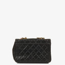 Chanel Vintage Small Single Flap Bag Black Quilted Lambskin With 24K Gold-Plated Hardware