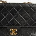 Chanel Vintage Small Single Flap Bag Black Quilted Lambskin With 24K Gold-Plated Hardware