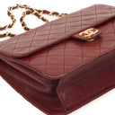 Chanel Vintage Small Classic Single Flap Bag Burgundy Quilted Lambskin With 24K Gold-Plated Hardware