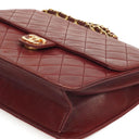 Chanel Vintage Small Classic Single Flap Bag Burgundy Quilted Lambskin With 24K Gold-Plated Hardware