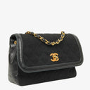 Chanel Vintage Small Single Flap In Black Quilted Jersey And Leather With 24K Gold-Plated Hardware