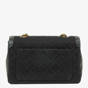 Chanel Vintage Small Single Flap In Black Quilted Jersey And Leather With 24K Gold-Plated Hardware