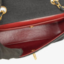 Chanel Vintage Small Single Flap In Black Quilted Jersey And Leather With 24K Gold-Plated Hardware