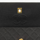 Chanel Vintage Small Single Flap In Black Quilted Jersey And Leather With 24K Gold-Plated Hardware