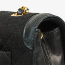 Chanel Vintage Small Single Flap In Black Quilted Jersey And Leather With 24K Gold-Plated Hardware