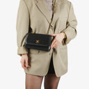 Chanel Vintage Small Single Flap In Black Quilted Jersey And Leather With 24K Gold-Plated Hardware
