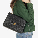 Chanel Vintage Square Classic Double Flap Bag Black Quilted Lambskin 24K Gold-Plated Hardware