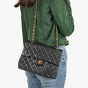 Chanel Vintage Square Classic Double Flap Bag Black Quilted Lambskin 24K Gold-Plated Hardware