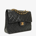 Chanel Vintage Square Classic Double Flap Bag Black Quilted Lambskin 24K Gold-Plated Hardware