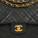 Chanel Vintage Square Classic Double Flap Bag Black Quilted Lambskin 24K Gold-Plated Hardware