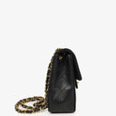 Chanel Vintage Square Single Flab Bag Black Quilted Jersey and Leather 24K Gold-Plated Hardware, 1989-1991