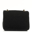 Chanel Vintage Square Single Flab Bag Black Quilted Jersey and Leather 24K Gold-Plated Hardware, 1989-1991