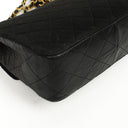 Chanel Vintage Square Single Flab Bag Black Quilted Jersey and Leather 24K Gold-Plated Hardware, 1989-1991