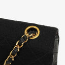 Chanel Vintage Square Single Flab Bag Black Quilted Jersey and Leather 24K Gold-Plated Hardware, 1989-1991