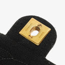 Chanel Vintage Square Single Flab Bag Black Quilted Jersey and Leather 24K Gold-Plated Hardware, 1989-1991