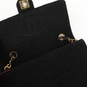 Chanel Vintage Square Single Flab Bag Black Quilted Jersey and Leather 24K Gold-Plated Hardware, 1989-1991