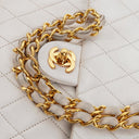 Chanel Vintage Square Flap Bag In White Quilted Lambskin With 24K Gold-Plated Hardware