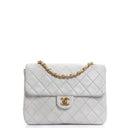 Chanel Vintage Square Flap Bag In White Quilted Lambskin With 24K Gold-Plated Hardware