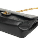 Chanel Vintage Timeless Classic Medium Double Flap Bag Black Quilted Lambskin With 24K Gold-Plated Hardware And Mademoiselle Chain