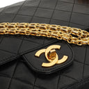 Chanel Vintage Timeless Classic Medium Double Flap Bag Black Quilted Lambskin With 24K Gold-Plated Hardware And Mademoiselle Chain