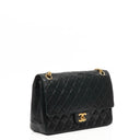 Chanel Vintage Timeless Classic Medium Double Flap Bag Black Quilted Lambskin With 24K Gold-Plated Hardware And Mademoiselle Chain