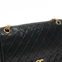 Chanel Vintage Timeless Classic Medium Double Flap Bag Black Quilted Lambskin With 24K Gold-Plated Hardware And Mademoiselle Chain