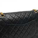 Chanel Vintage Timeless Classic Medium Double Flap Bag Black Quilted Lambskin With 24K Gold-Plated Hardware And Mademoiselle Chain