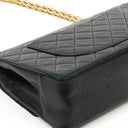 Chanel Vintage Timeless Classic Medium Double Flap Bag Black Quilted Lambskin With 24K Gold-Plated Hardware And Mademoiselle Chain