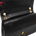 Chanel Vintage Timeless Classic Medium Double Flap Bag Black Quilted Lambskin With 24K Gold-Plated Hardware And Mademoiselle Chain
