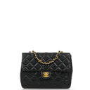 Chanel Vintage Timeless Classic Square Single Flap Bag Black Quilted Lambskin With 24K Gold-Plated Hardware