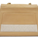 Chanel Vintage Trapezoid Single Flap Bag Beige/White Quilted Leather Gold-Tone Hardware