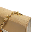 Chanel Vintage Trapezoid Single Flap Bag Beige/White Quilted Leather Gold-Tone Hardware