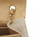 Chanel Vintage Trapezoid Single Flap Bag Beige/White Quilted Leather Gold-Tone Hardware