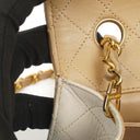 Chanel Vintage Trapezoid Single Flap Bag Beige/White Quilted Leather Gold-Tone Hardware