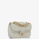 Chanel White Horizontal Quilted Small Double Flap Bag With 24K Gold-Plated Hardware