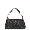 Chanel Wild Stitch Black Quilted Leather CC Shoulder Bag With Gold-Tone Hardware