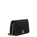 Chanel WOC Mini Classic Full Flap Black Quilted Suede With 24K Gold-Plated Hardware