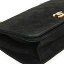Chanel WOC Mini Classic Full Flap Black Quilted Suede With 24K Gold-Plated Hardware