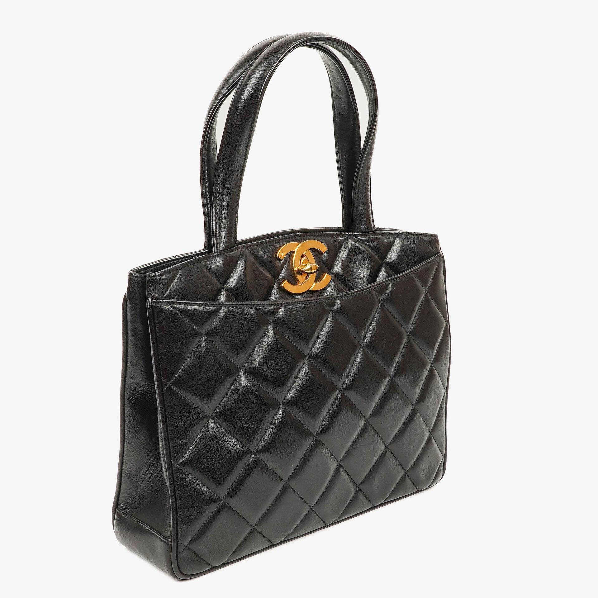 Chanel XL CC Logo Black Quilted Leather Tote Bag