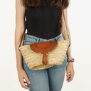 Chloe Brown Woven Raffia and Leather Small Marcie Basket Bag
