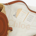 Chloe Brown Woven Raffia and Leather Small Marcie Basket Bag