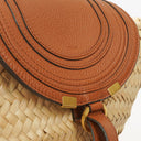 Chloe Brown Woven Raffia and Leather Small Marcie Basket Bag