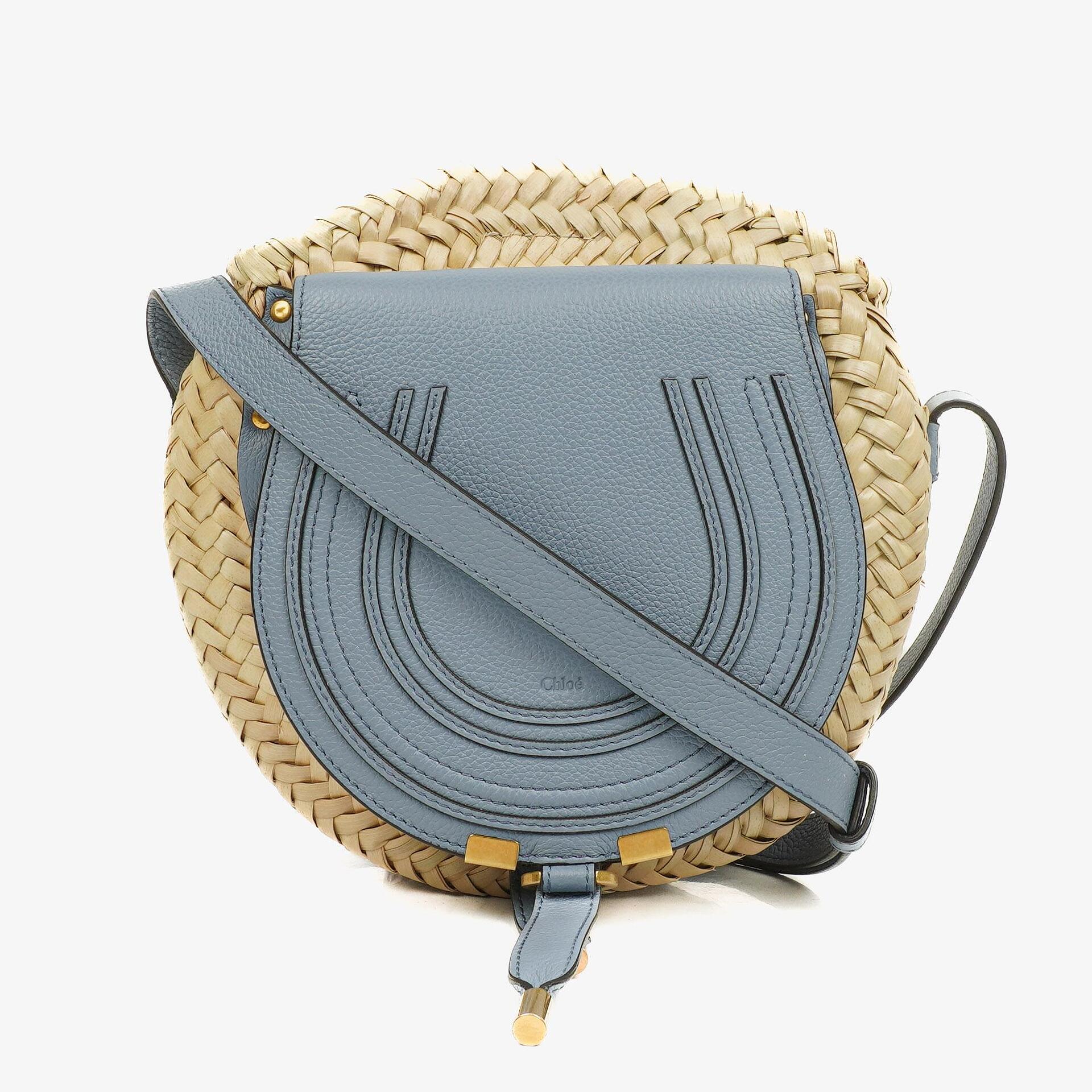 Chloe Marcie Raffia and Leather Basket Crossbody Bag