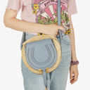 Chloe Marcie Raffia and Leather Basket Crossbody Bag