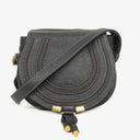 Chloe Marcie Black Leather Saddle Crossbody Bag