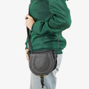 Chloe Marcie Black Leather Saddle Crossbody Bag