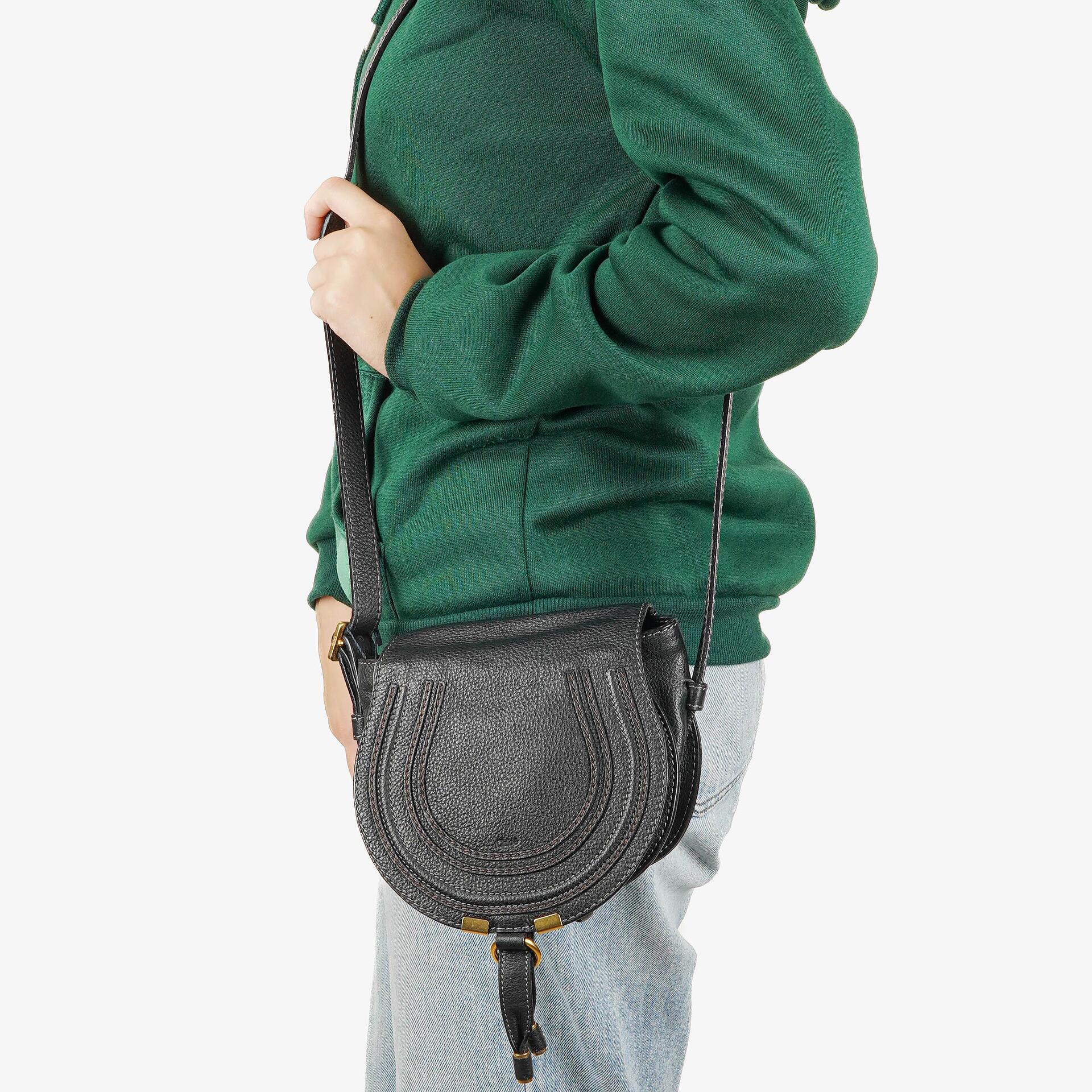 Chloe Marcie Black Leather Saddle Crossbody Bag